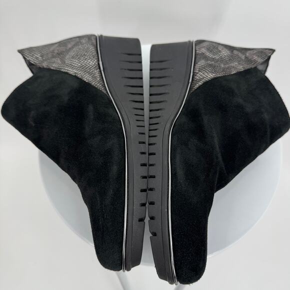 The Flexx Milky Way wedge ankle bootie 9.5 black silver metallic suede leather - Picture 4 of 10